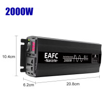 EAFC puhdas siniaalto-invertteri, 2000W, 12V DC - 220V AC, autotarvikkeet