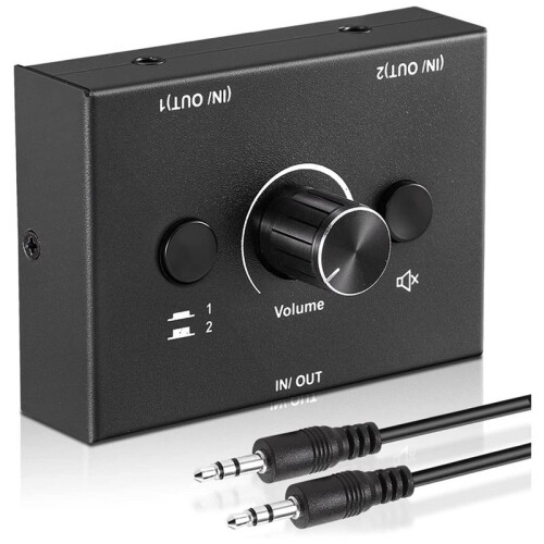 5pcs 3.5mm Audio Switcher, 2 Input 1 Output/1 Input 2 Output Audio Splitter Switcher, Audio Switcher Box 2