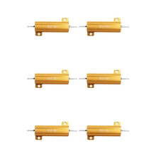 6X Gold Tone Screw Tab Wirewound Aluminium Resistor 1 Ohm 5% 50 Watt