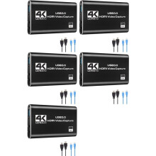 5X Audio Video Capture Card, 4K USB 3.0 Capture Adapter Video Converter voor Gaming Streaming Live-Uitzending Video-Opname
