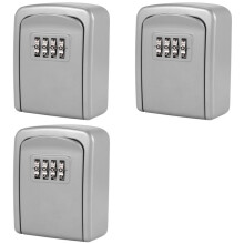 3X Key Lock Box Wall Mounted 4 Digit Combination Lock Box for House Key Security Key Lock Box Silver