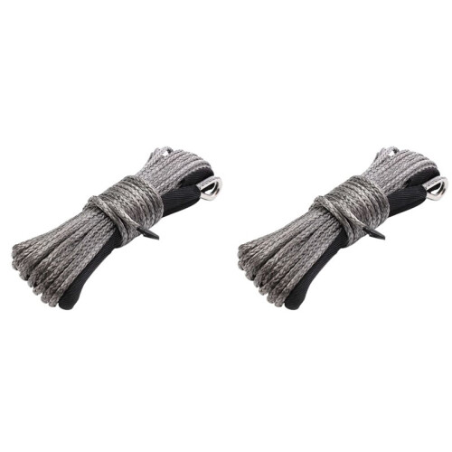 2X Synthetic Winch Rope, 15M 7700 Lbs Winch  Cable Rope with Protective Sleeve Maintenance String 1