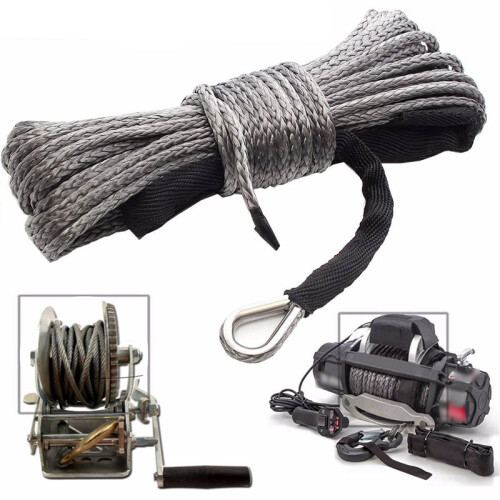 2X Synthetic Winch Rope, 15M 7700 Lbs Winch  Cable Rope with Protective Sleeve Maintenance String