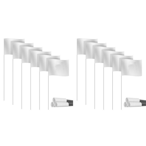 Marking Flags  Flags for Lawn 60 Pack, PVC Small Flags,Marking Flags Lawn Flags, Garden Flags,Survey Flags,White