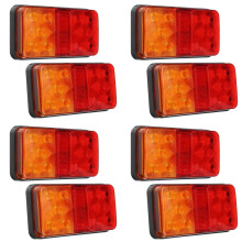 8Pcs 12V 10LED Waterproof Truck Trailer Truck Tail Light Car Turn Signal Brake Rear Stop Lamp Boat RV Indicator