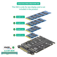 Dualer M.2 Key B+M auf U.2 SFF-8639 Adapter, Unterstützt M.2 NVMe Key M & SSD (Key B), M.2 auf U.2 SFF8639/SAS Konverterkarte