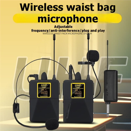 1-to-2 UHF Wireless Bodypack Lavalier Mic 38m Long Range Zero Latency Lapel Microphone for Teaching Live Performance 2