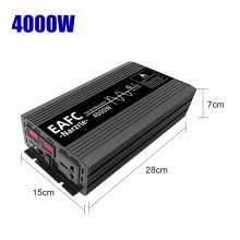 EAFC puhdas siniaalto-invertteri 4000W, 12V DC - 220V AC, autotarvikkeisiin