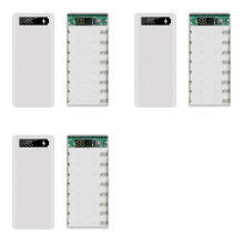 3X 18650 Battery Power Bank Case LCD Display Support 20000MAh LCD Display for 8X18650 Battery DIY Powerbank Case(White)