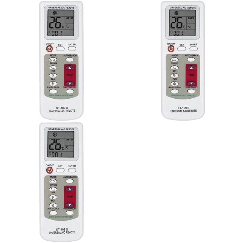 3X KT-109II Air Conditioner Remote Control Universal Replacement Air Conditioner LCD Display Remote Control with Base 1