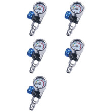 5pcs 1/4 Inch Bsp Air Regulator Valve Tool Durable Small Tail Pressure Gauge with Nozzle for Spray Tool