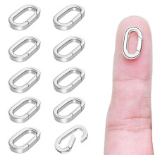 10Pcs Clasp Carabiner Necklace Clasps and Closures, Spring Ring Clasp Pearl Necklace Enhancer Connector for Bracelet A