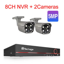 Techage Système de Vidéosurveillance IP POE 8CH 5MP, Caméras de Sécurité 4K HD avec Audio Bidirectionnel et Détection Humaine