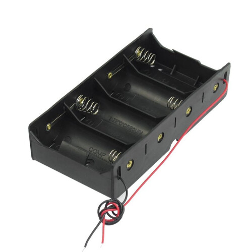 5X Black 4 X 1.5V D Battery Holder Storage Case Box W Wire Leads 1