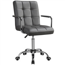 Leather Office Chair Adjustable Computer Desk Chair with Arms Home Study Work