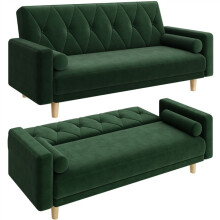 Convertible Sofa Bed Velvet Couch Click Clack Modern Sleeper Sofa Settee Green