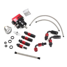 Universal Adjustable Fuel Pressure Regulator with Gauge+AN6 Fuel Hose+Fittings End Kit