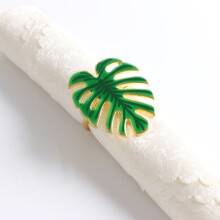 6Pcs Green Leaf Napkin Rings for Wedding Dinner Party Christmas Kitchen Gold Leaf Serviette Buckle Napkin Decoration