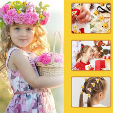 50PCS Bee Pompom Hair Polyester Child Headdress Wedding Figurines DIY Handmade Material Hat Clothing Decor