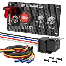 Pannello Interruttore Rocker di Accensione 4 In 1 12V con Pulsante di Avviamento Motore, Interruttore A Levetta, Cablaggio con Relè e LED per Camion