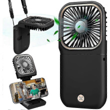 Usb Fan Mini Fan Quiet Hanging Hand Fan, Usb Rechargeable And 3000mah With 3 Speeds, Foldable And Portable Fan For