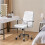 Home Office Chair Leather Computer Desk Chair with Arms for Study or Work White 2
