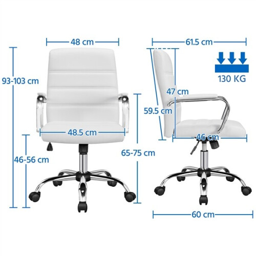 Home Office Chair Leather Computer Desk Chair with Arms for Study or Work White 2