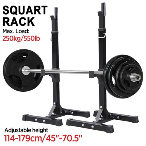 Squat Rack Stand Olympic Barbell Rack Bench Support Free Press Gym Workout Black 1