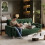 Convertible Sofa Bed Velvet Couch Click Clack Modern Sleeper Sofa Settee Green 3