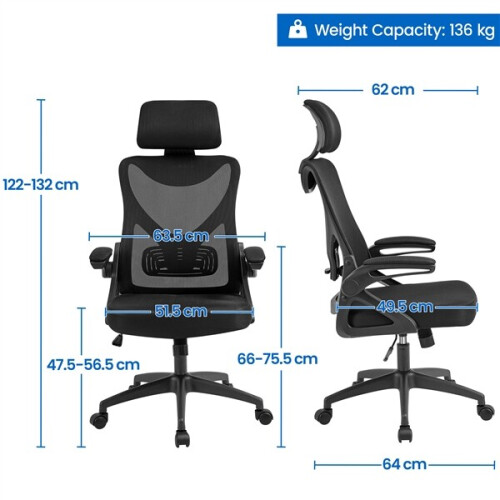 Ergonomic Home Office Chair Mesh Chair with Back Support Armrests for Work Black 2