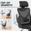 Ergonomic Home Office Chair Mesh Chair with Back Support Armrests for Work Black 7