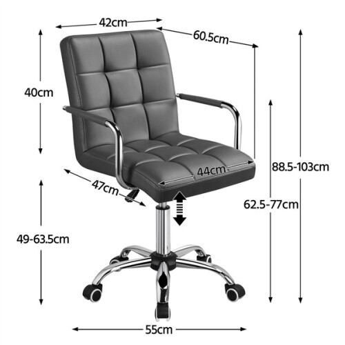 Leather Office Chair Adjustable Computer Desk Chair with Arms Home Study Work 2