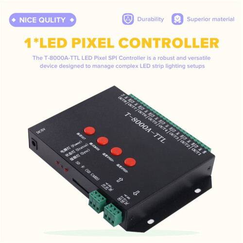 T-8000 TTL LED Pixel Controller DC5/12-24V with 2GB  Card for Various LED Strip Lights 1