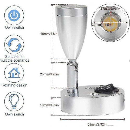τεμάχια 3w 12v φως ανάγνωσης LED για σκάφος, τροχόσπιτο, τροχόσπιτο, αυτοκί 1