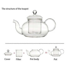 Heat-Resistant Glass Teapot Filter Tea Set Six-Person Pot Borosilicate Pot 600Ml