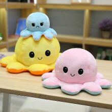 1Pas-20cm 30cm 40cm Polpo gigante reversibile Peluche reversibile Polpo felice e triste NUOVO Giocattolo-Blu Rosa20CM