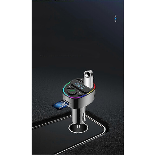 Car MP3 Player Bluetooth Handsfree Call USB Card Lighter Car FM FM Transmitter Knob with Atmosphere Light 1