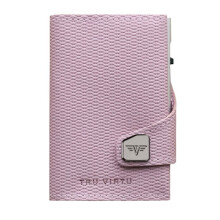 TRU VIRTU Naisten vaaleanpunainen ja hopeinen nahkainen luottokorttitasku - Click & Slide Wallet Rhombus Rosé / Silver 95596