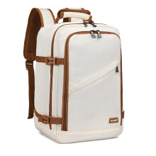 Kono Sac à dos de voyage, Beige, 40x20x25 cm, 20L, compatible bagage cabine Ryanair