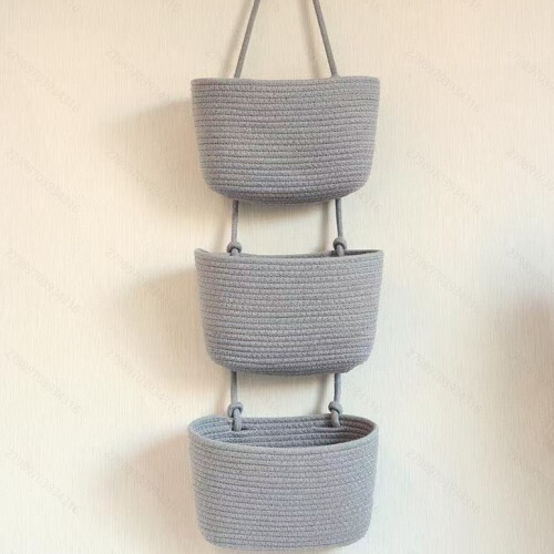 (Gray,23x11cm)Rustic Wall Hanging Storage Organizer With Three Layers For Dorms Bedrooms And