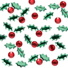 FX343 Holly and Berry Self Adhesive Acrylic Jewels - Pack of 300, Kids Arts and Crafts Essentials, Gem Stickers for Children, Christmas Stickers,