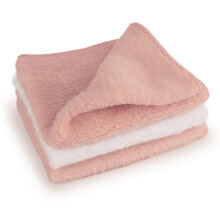 3 Pack Microfiber Super Soft Baby Face Wash Cloths, 28 x 28cm Washable & Reusable Unscented Flannels, Multipack Pink and White, Ideal for Wiping and