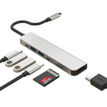 USB C Hub (7-in-1) | Laptop Charging Dock | Multiport Adapter with 4K HDMI 100W Power Delivery USB-C USB-A/TF SD Card Reader | Thunderbolt 3 dock