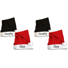 Personalised Red Nice Santa Hat for Adults, Polyester Christmas Hat, One Size Xmas Hats with Festive Symbol, Staff Party, Christmas Party Hats, New