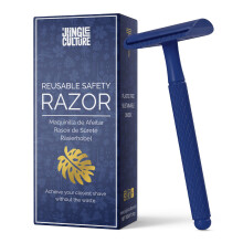 JUNGLE CULTURE Dark Blue Safety Razor for Men & Women • Eco Friendly Reusable Metal Razors for all Skin Types • Double Edge Blades Not Included