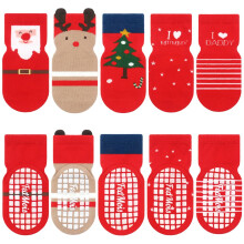5 Pairs Baby Kids Anti-slip Socks Cotton non skid Ankle Socks Animals, Christmas, 1-3 Years