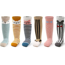 6 Pairs Baby Little Kids Knee High Socks Anti-slip Long Socks Cotton, Animals, 1-3 Years