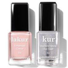 Set de Manicura Real LONDONTOWN - Kit de Esmalte con Invisible Crown (Rosa Suave Transparente) y Top Coat Brillante