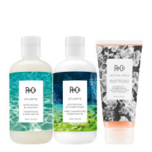 R+Co ATLANTIS Shampoo, Conditioner & CRYSTAL HALO Kopfhautpeeling + Shampoo Set - Hydration & Pflege für alle Haartypen - Veg