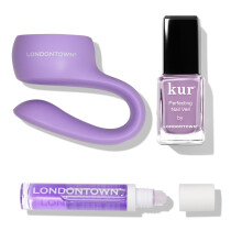 LONDONTOWN Violet Vibes Nagellack Set - Perfekter Nagel-Velours #9, Transparente Lilatönung, .40fl oz, mit Flaschenservice Halter